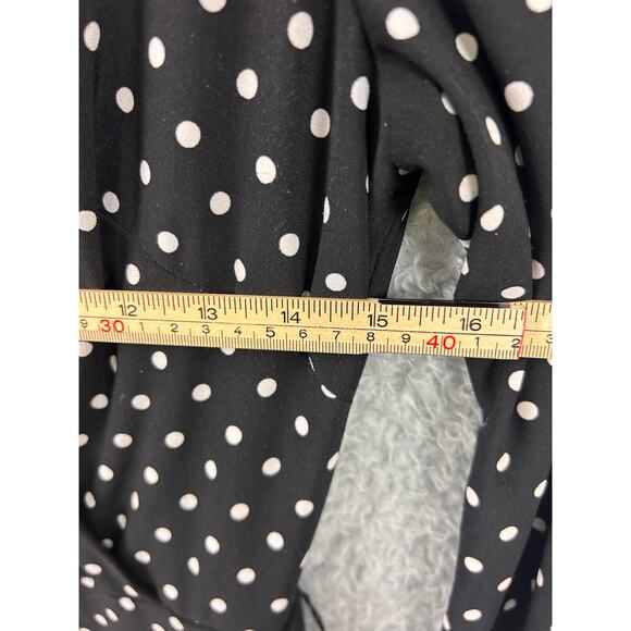 Lauren Ralph Lauren Black White Polka Dot Long Sleeve Stretch Jumpsuit Size 4 - Picture 5 of 9
